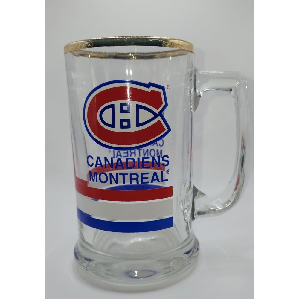 Montreal Canadiens  Beer Glass  with Handle and Gold Rim